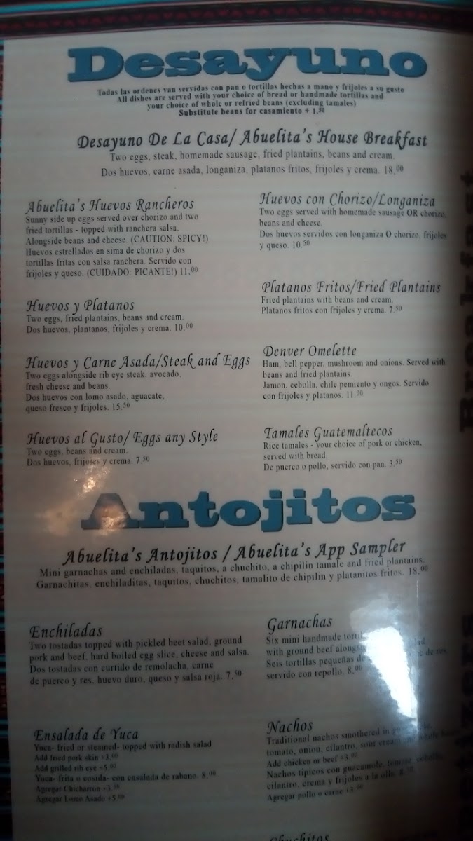 Abuelita's Restaurant Menu - Image 6